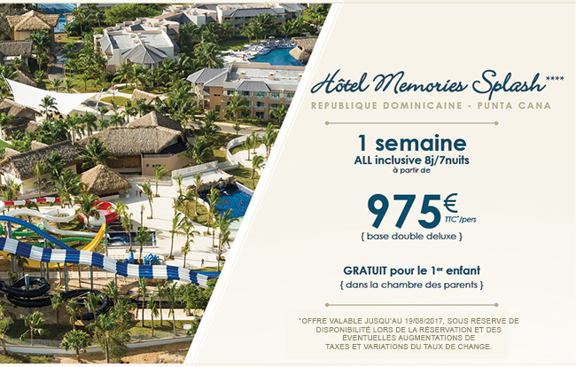 Hôtel Memories Splash****, Punta Cana - 1 semaine All inclusive 8j/7nuits à partir de 975€